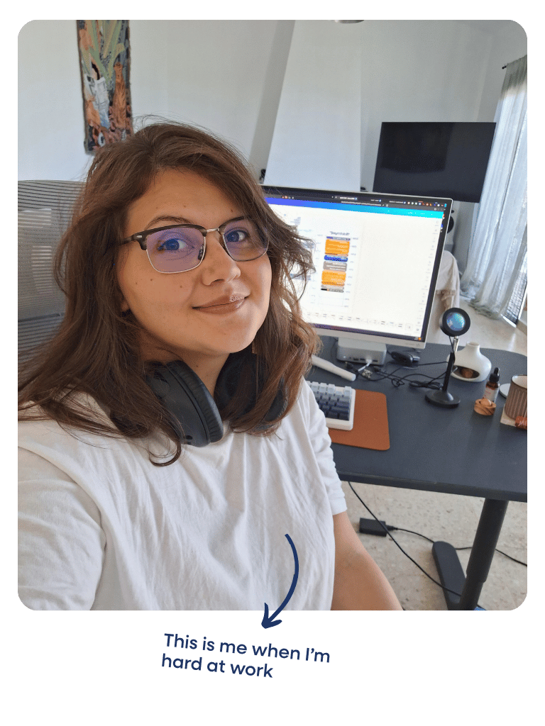 Brenda at her work station